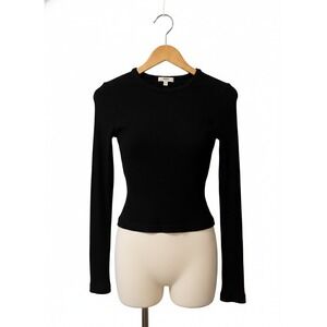 Agolde Alma Ribbed Stretch Organic Cotton Top - Black - Size Medium